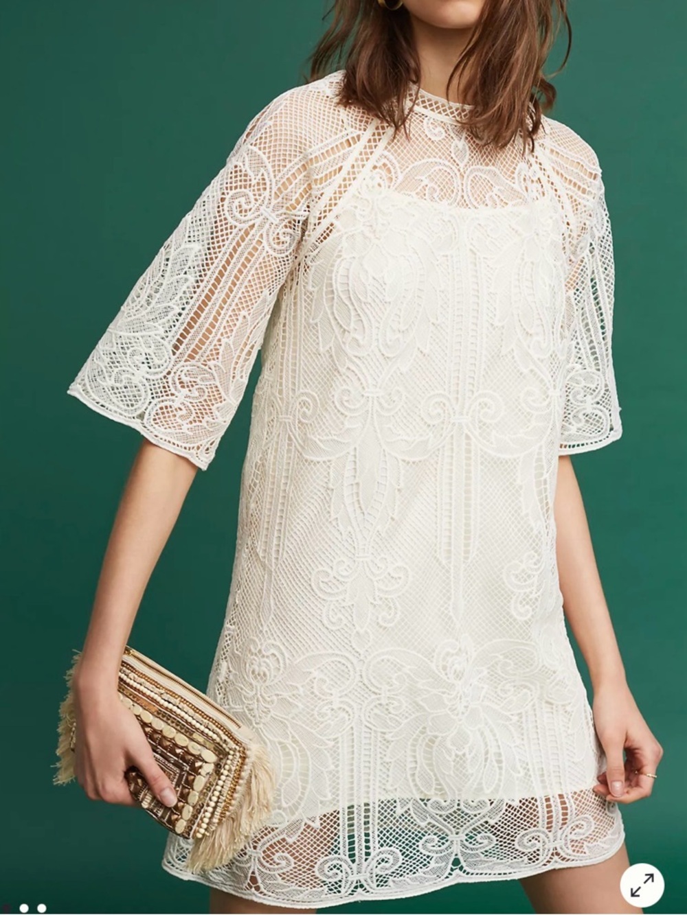 Anthropologie eri + Ali Elegant White Lace Dress size small